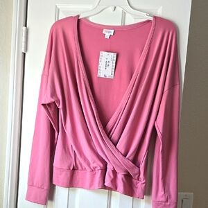 Lularoe Rebecca Pink Long Sleeve Wrap Top- Large